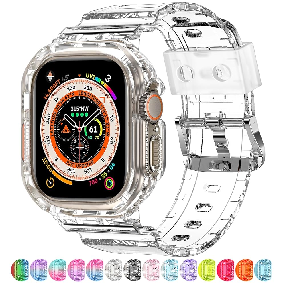 Amazon.co.jp: XYF クリスタルクリア Apple Watchバンド 45mm
